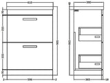 Modern Splash 600mm Gloss Grey 2 Drawer Floor Standing Cabinet With Mid-Edge Basin