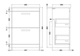 Modern Splash 600mm Gloss Grey  2 Drawer Floor Standing Vanity Unit With Co-ordinating Worktop