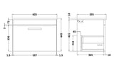 Modern Splash 600mm Gloss Grey 1 Drawer Wall Hung Cabinet With Minimalist Basin