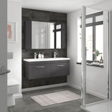 Modern Splash 1200mm Gloss Grey 2 Drawer Wall Hung Cabinet With 2 Tap Hole Ceramic Basin