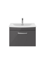 Modern Splash 600mm Gloss Grey 1 Drawer Wall Hung Cabinet With Curved Basin