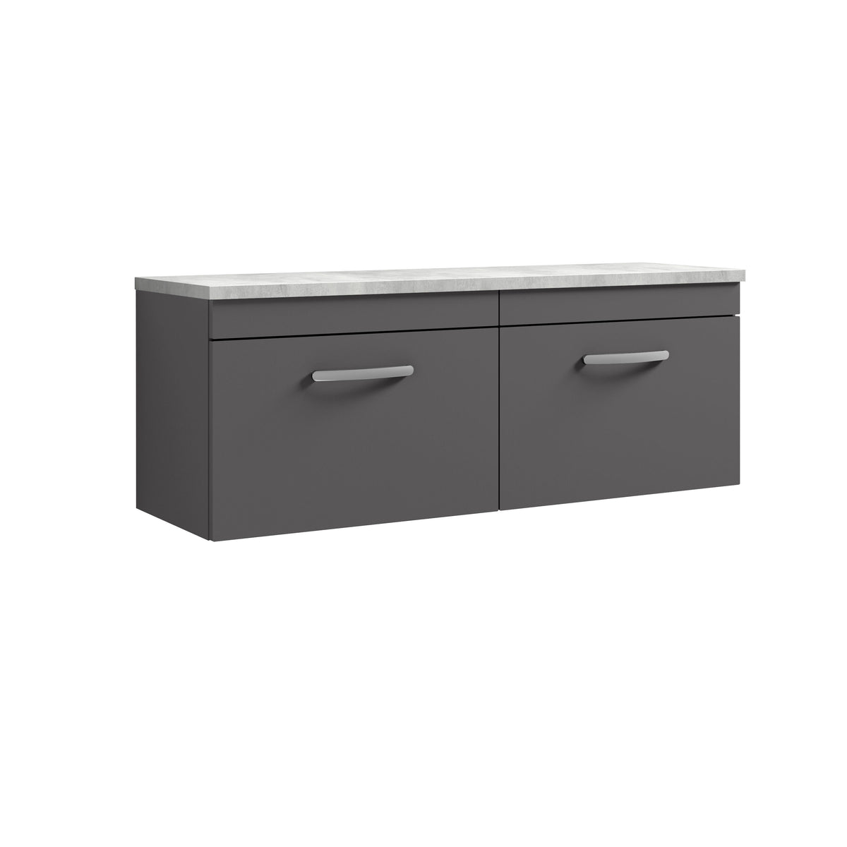 Modern Splash 1200mm Gloss Grey 2 Drawer Wall Hung Vanity Unit With Bellato Grey Worktop