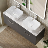 Modern Splash 1200mm Gloss Grey 2 Drawer Wall Hung Vanity With Carrara Laminate Worktop