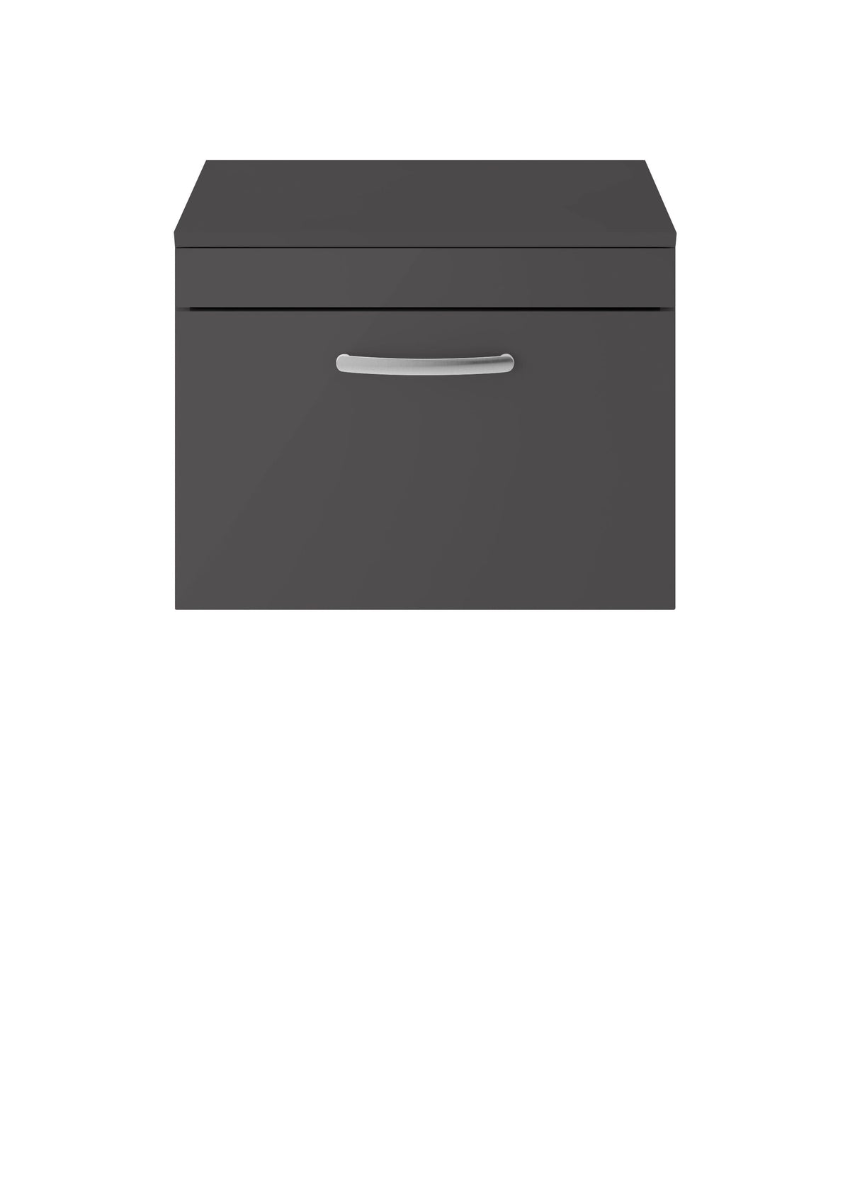 Modern Splash 600mm Gloss Grey  1 Drawer Wall Hung Vanity Unit With Co-ordinating Worktop