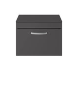 Modern Splash 600mm Gloss Grey  1 Drawer Wall Hung Vanity Unit With Co-ordinating Worktop