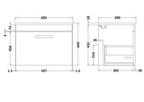 Modern Splash 600mm Gloss Grey  1 Drawer Wall Hung Vanity Unit With Co-ordinating Worktop