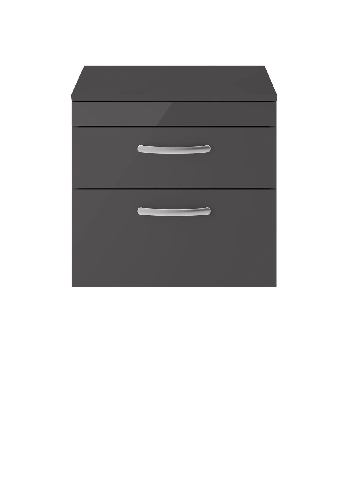 Modern Splash 600mm Gloss Grey 2 Drawer Wall Hung  Vanity Unit With Co-ordinating Worktop