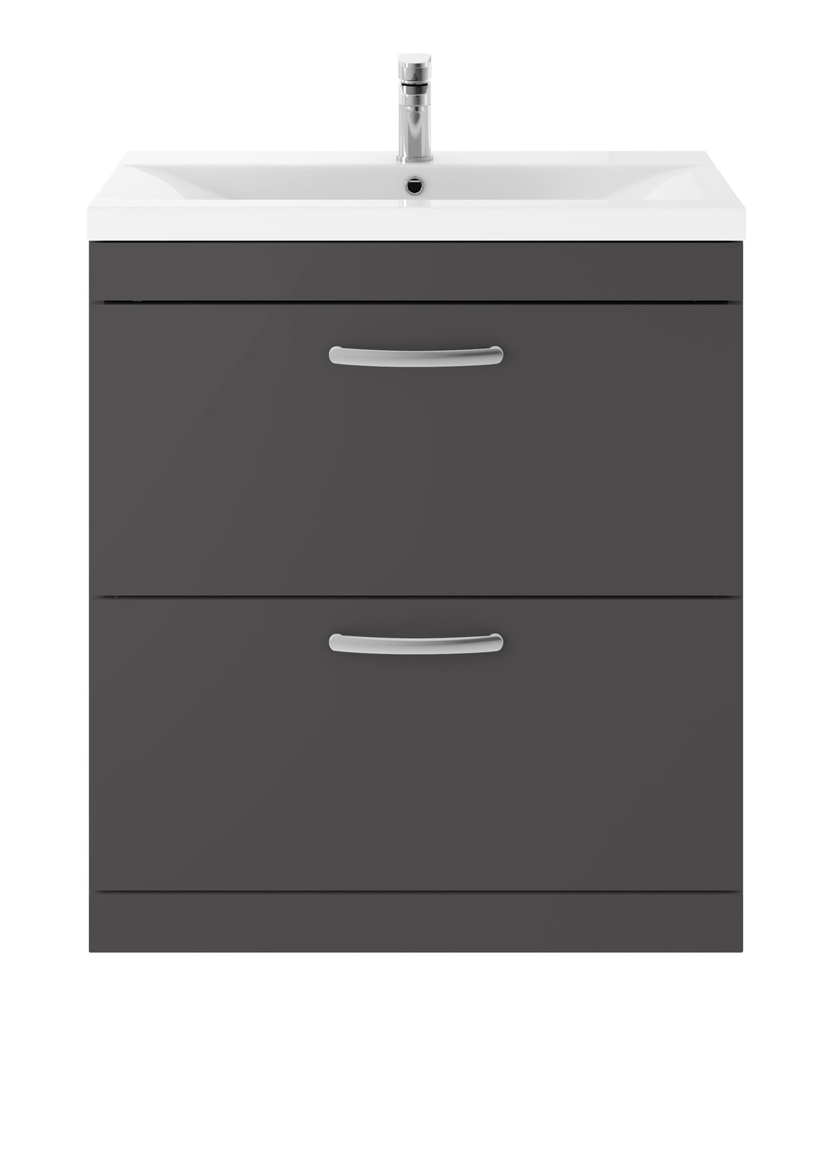 Modern Splash 800mm Gloss Grey 2 Drawer Floor Standing Cabinet With Mid-Edge Basin