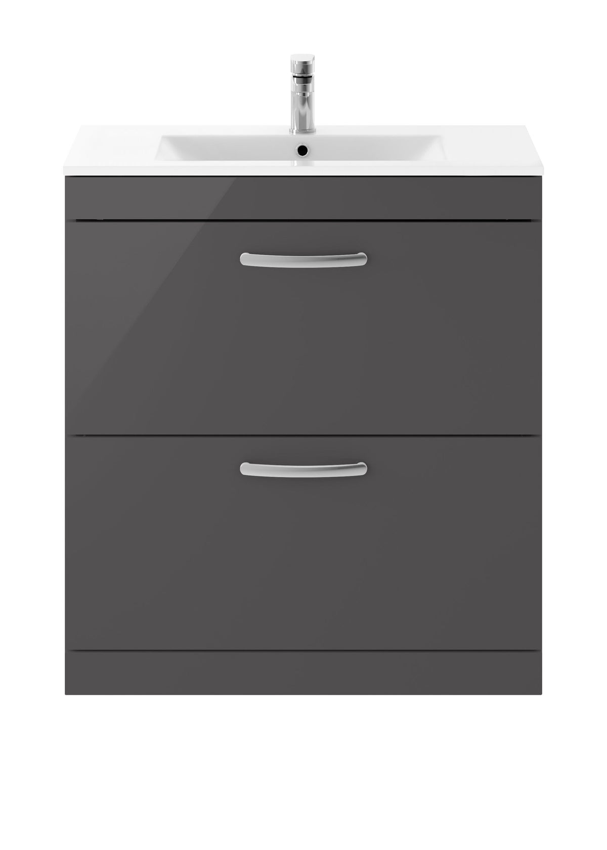 Modern Splash 800mm Gloss Grey 2 Drawer Floor Standing Cabinet With Minimalist Basin