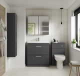 Modern Splash 800mm Gloss Grey 2 Drawer Floor Standing Cabinet With Minimalist Basin