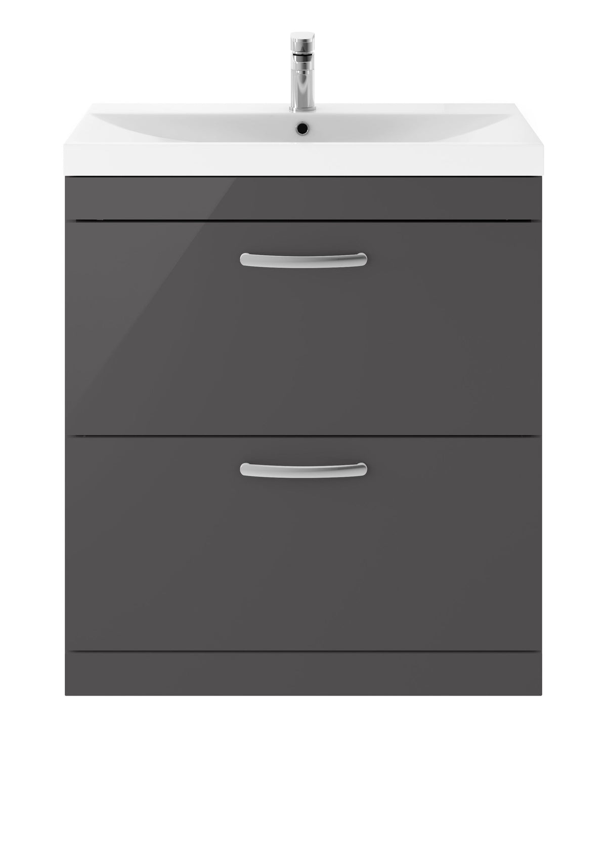 Modern Splash 800mm Gloss Grey 2 Drawer Floor Standing Cabinet With Thin Edge Basin