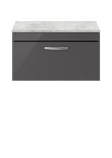 Modern Splash 800mm Gloss Grey 1 Drawer Wall Hung Vanity Unit With Bellato Grey Worktop
