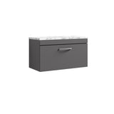 Modern Splash 800mm Gloss Grey 1 Drawer Wall Hung Vanity Unit With Carrara Laminate Worktop