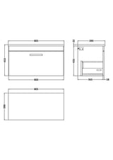 Modern Splash 800mm Gloss Grey 1 Drawer Wall Hung Vanity Unit With Carrara Laminate Worktop