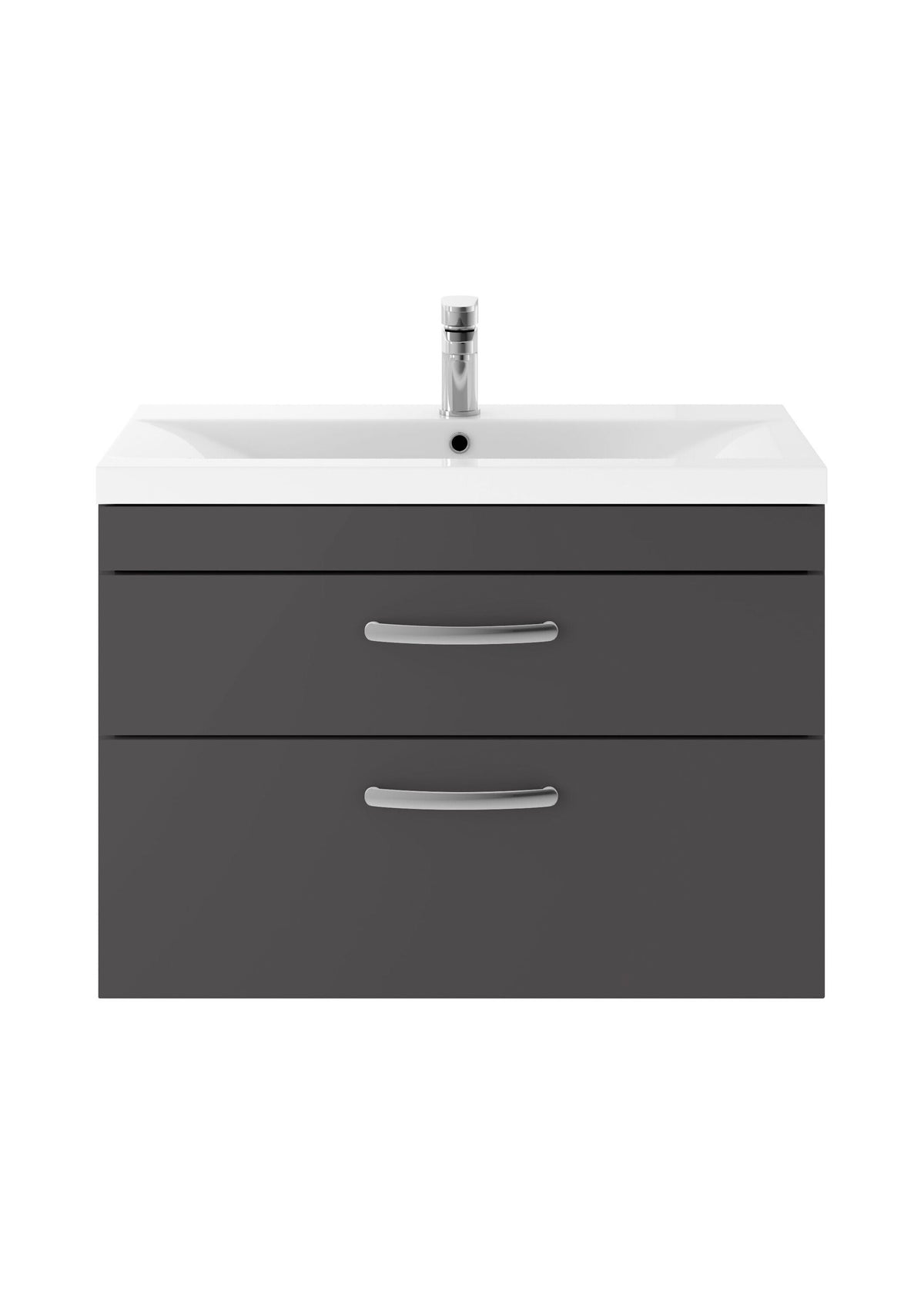 Modern Splash 800mm Gloss Grey 2 Drawer Wall Hung Cabinet With Mid-Edge Basin