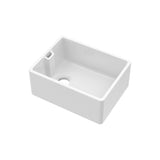 Modern Splash 595mm x 455mm x 254mm Fireclay White Single Bowl Belfast Sink With Offset Waste And Weir Overflow