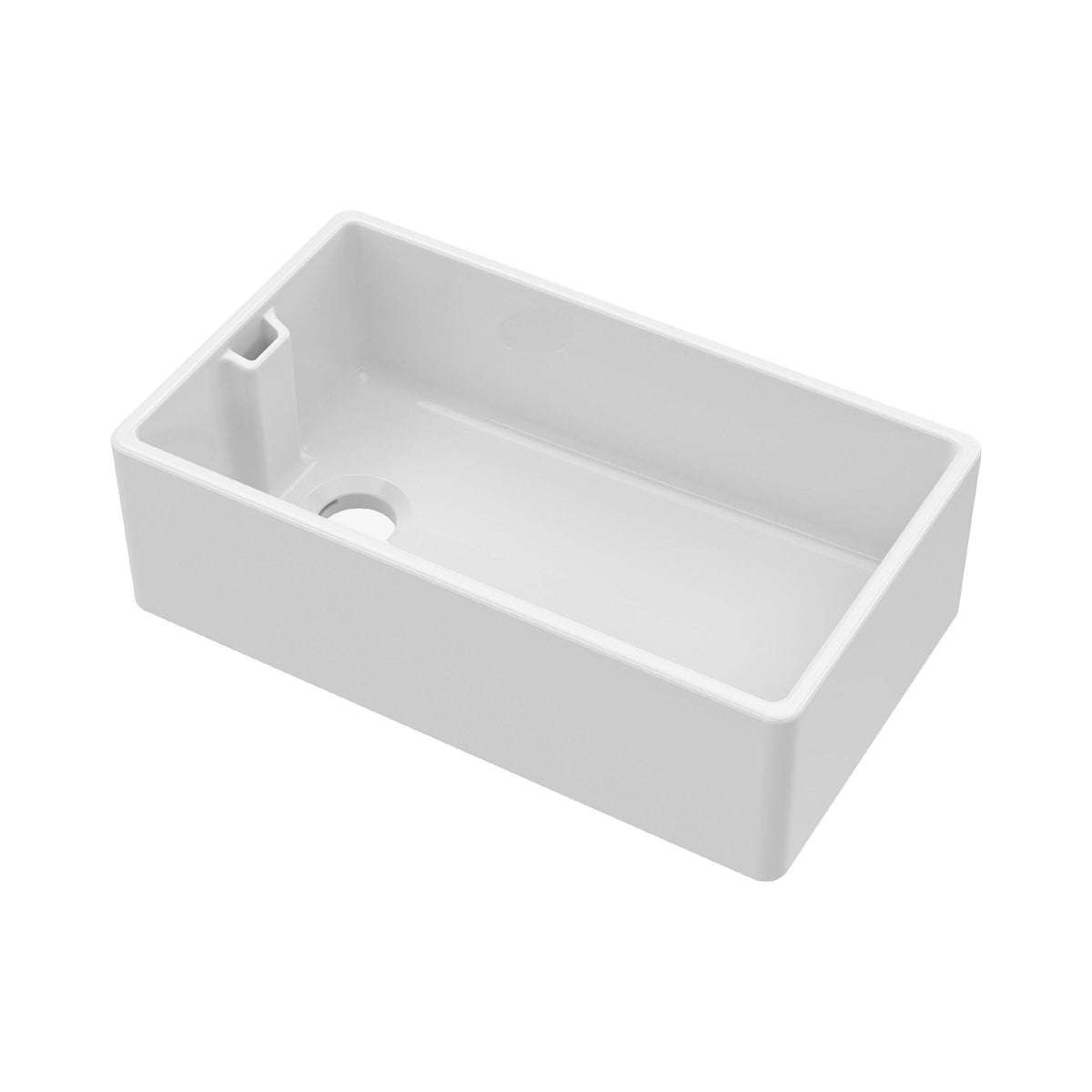 Modern Splash 795mm x 460mm x 245mm Fireclay White Single Bowl Belfast Sink With Offset Waste And Weir Overflow