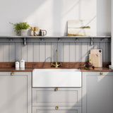 Modern Splash 795mm x 460mm x 245mm Fireclay White Single Bowl Belfast Sink With Offset Waste And Weir Overflow