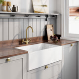 Modern Splash 795mm x 460mm x 245mm Fireclay White Single Bowl Belfast Sink With Offset Waste And Weir Overflow