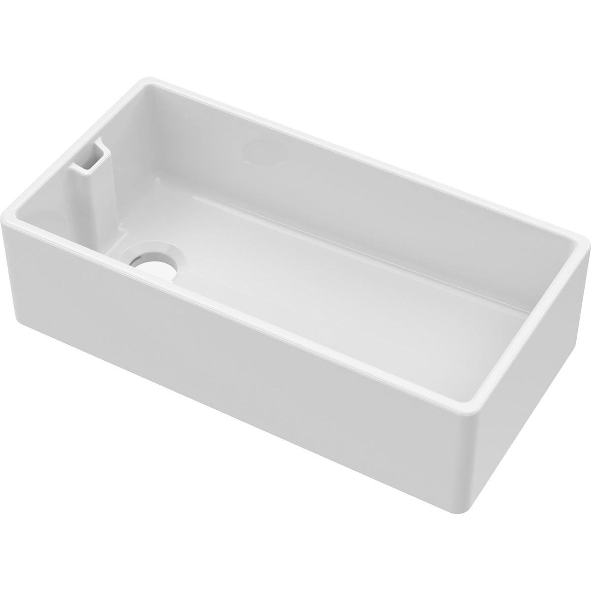 Modern Splash 895mm x 460mm x 245mm Fireclay White Single Bowl Belfast Sink With Offset Waste And Weir Overflow