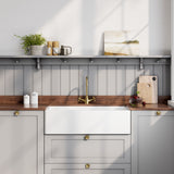 Modern Splash 895mm x 460mm x 245mm Fireclay White Single Bowl Belfast Sink With Offset Waste And Weir Overflow