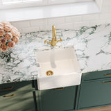 Modern Splash 460mm x 380mm x 205mm Fireclay White Single Bowl Belfast Sink With Offset Waste And Weir Overflow