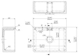 Modern Splash 595mm x 450mm x 220mm Fireclay White Single Bowl Belfast Sink With Central Waste And Weir Overflow