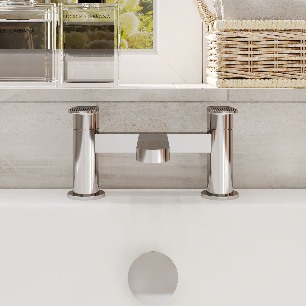 Modern Splash Cyprus Chrome Deck Mounted Bath Filler