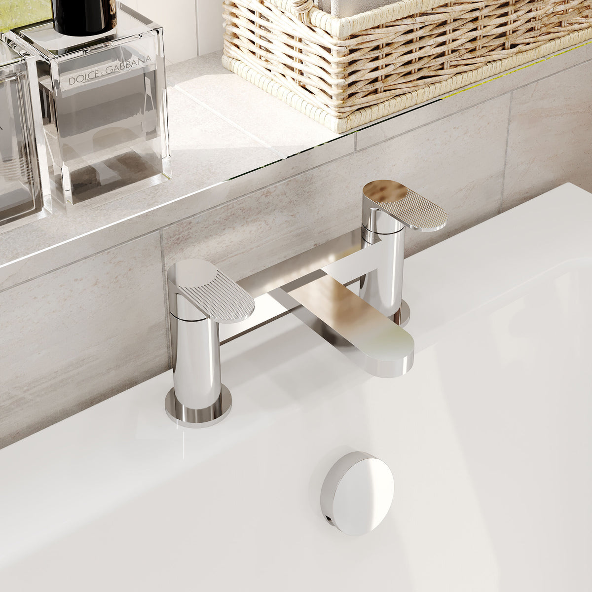 Modern Splash Cyprus Chrome Deck Mounted Bath Filler