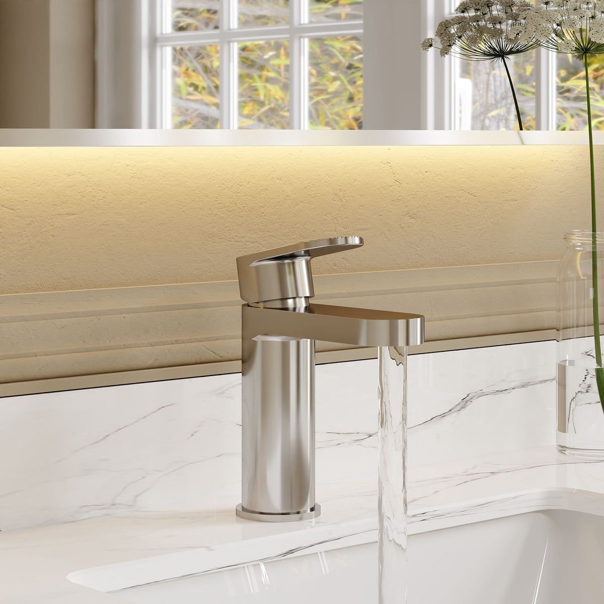 Modern Splash Chrome Fluted Mono Basin Mixer With Push Button Waste