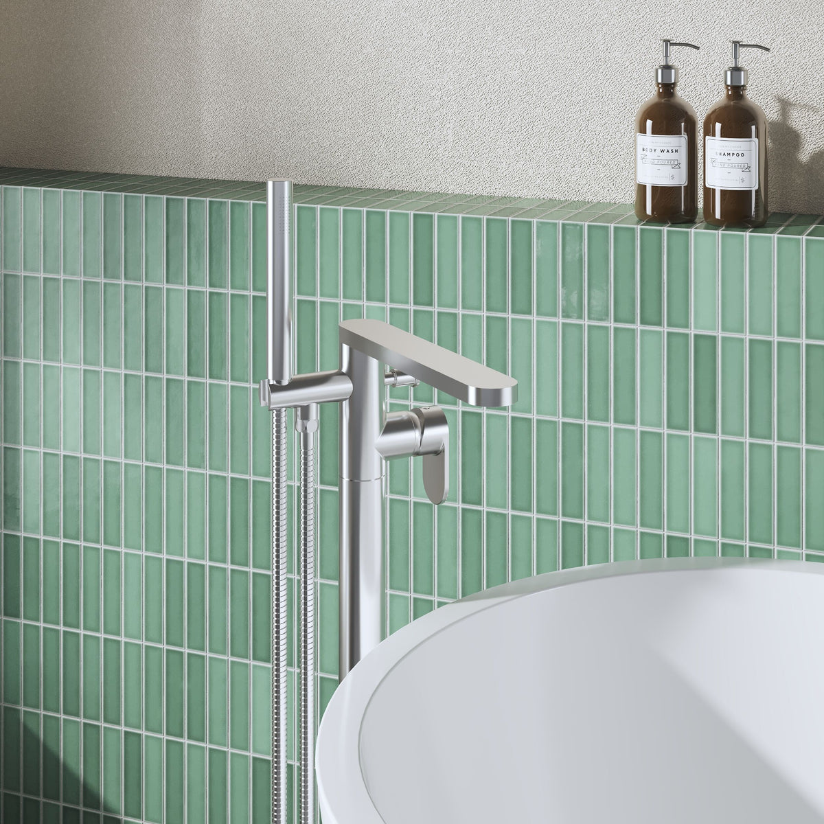 Modern Splash Freestanding  Combining  Filling Bath Shower Mixer  Cyprus Chrome