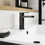 Modern Splash Binsey Matt Black Mono Basin Mixer With Push Button Waste