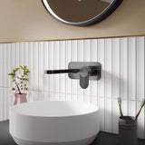 Modern Splash Cyprus Brushed Pewter 2 Tap Hole Wall Mounted Basin Mixer With Plate