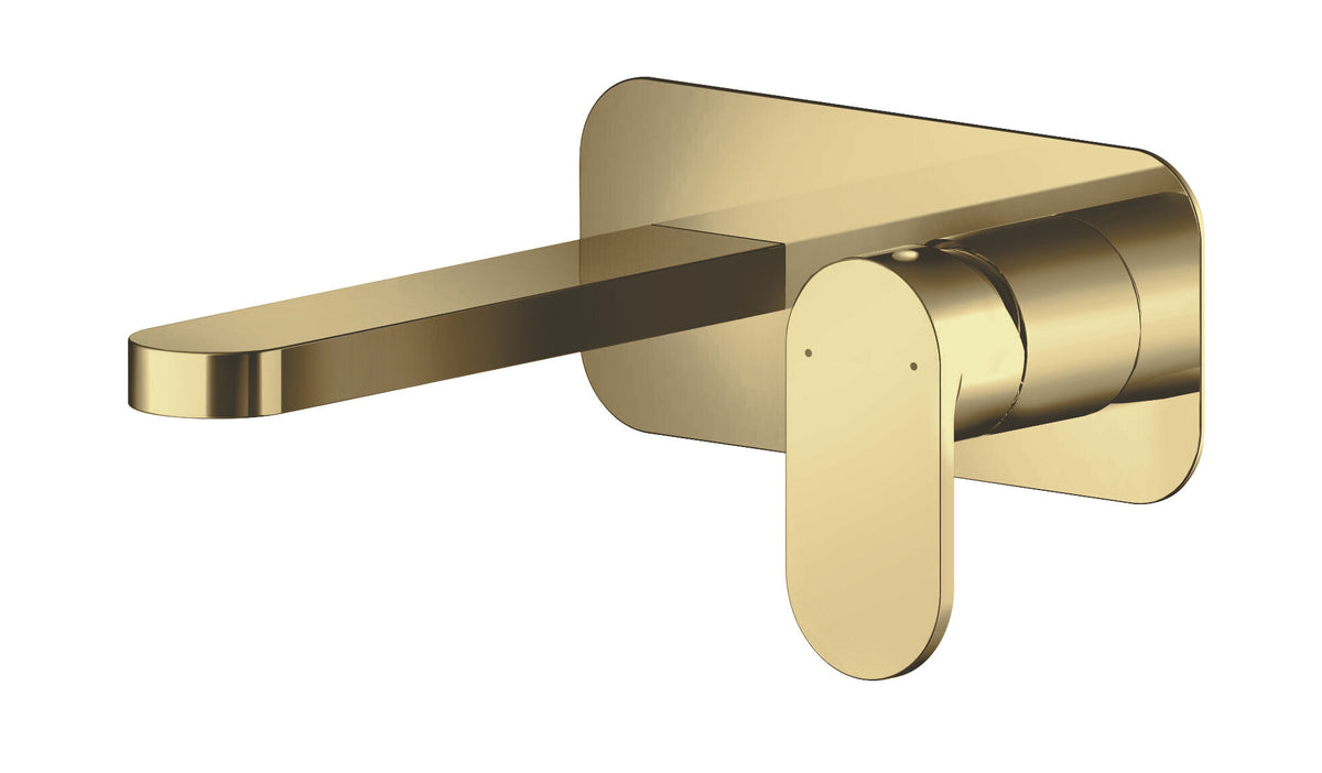 Modern Splash Binsey Brushed Brass 2 Tap Hole Wall Mounted Basin Mixer