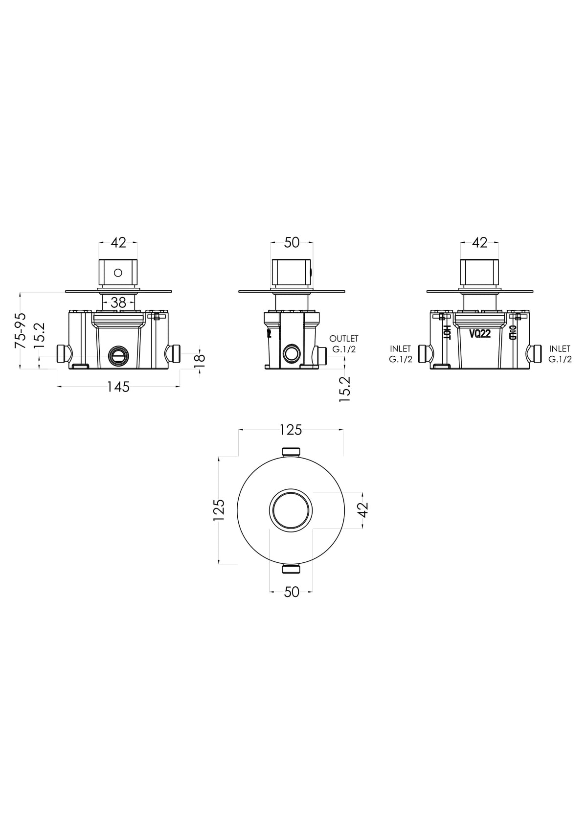 Modern Splash Chrome Thermostatic Temperature Control Valve