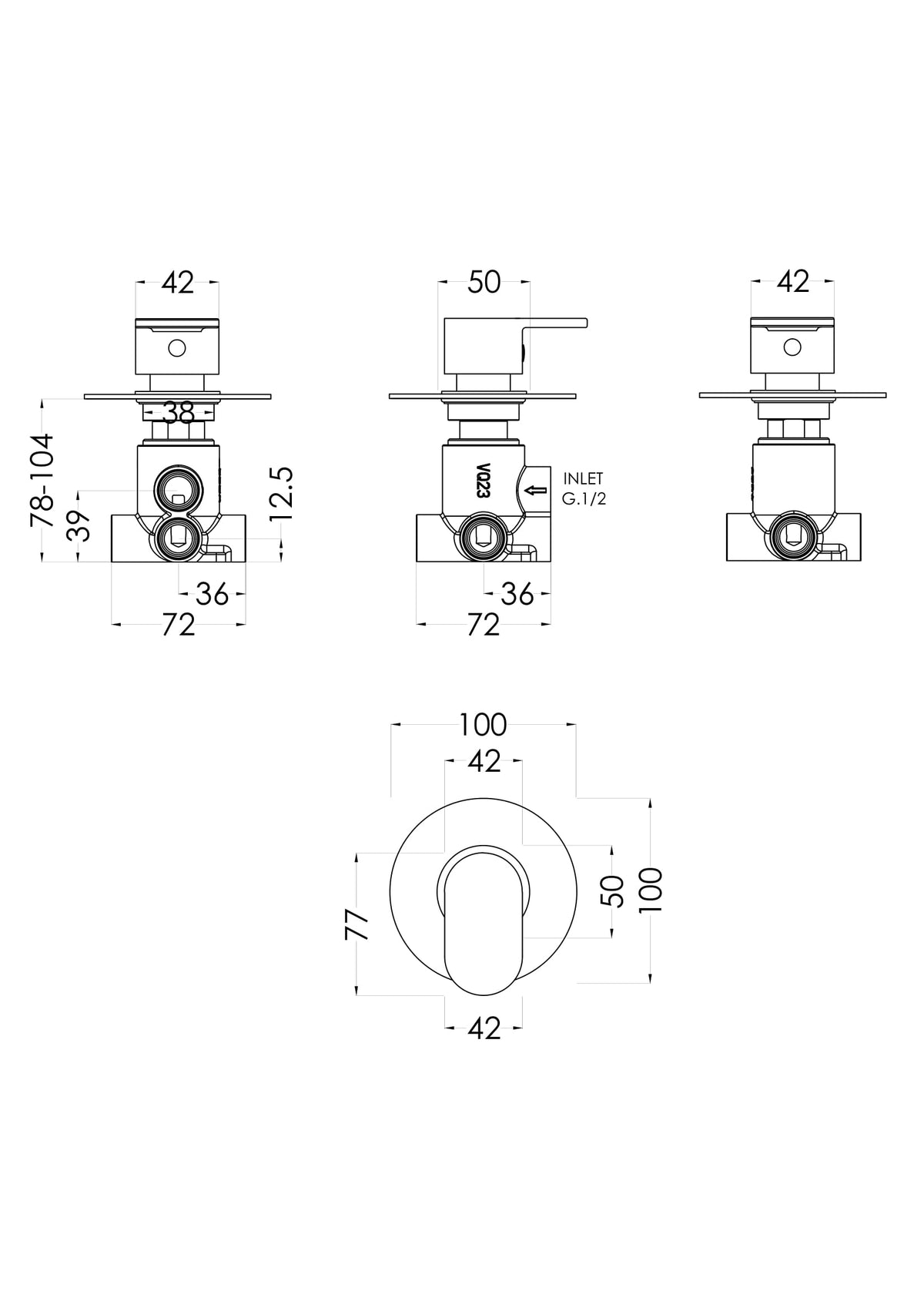 Modern Splash Chrome Triple Concealed Shower Valve With Diverter