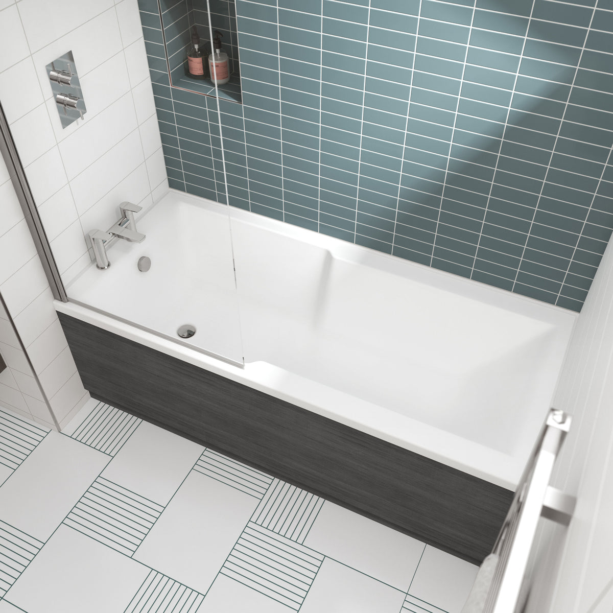Modern Splash 1700mm x 750mm Square Single Ended Shower Bath With Legs