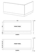 1500mm MDF Gloss Straight Front Bath Panel With Plinth