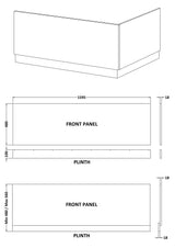1600mm MDF Gloss Straight Front Bath Panel With Plinth