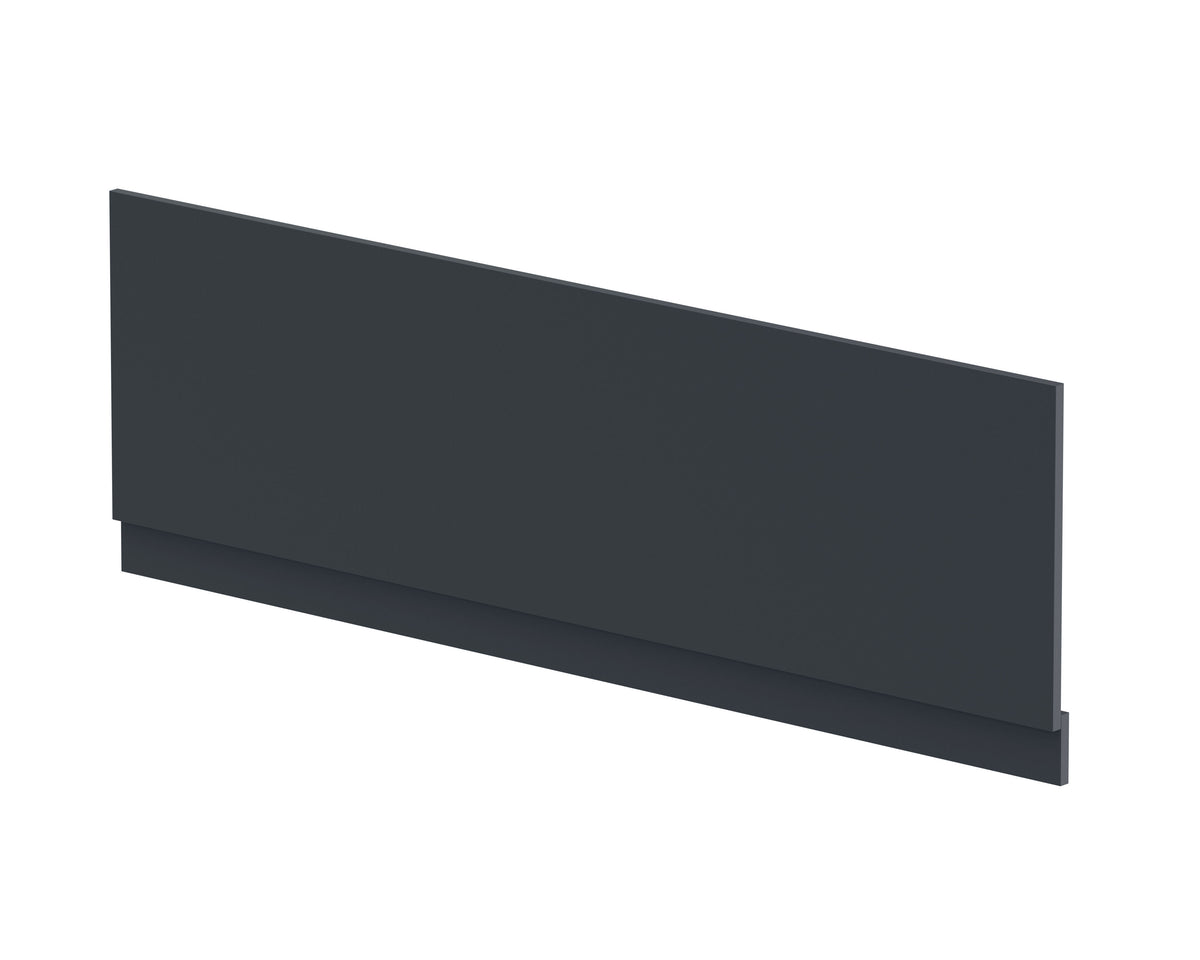 1700mm Soft Black MDF Matt Straight Front Bath Panel With Plinth
