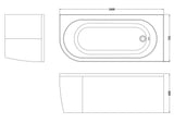 Modern Splash 1600mm Right-Hand Curved Corner Bath With Legs And Panel