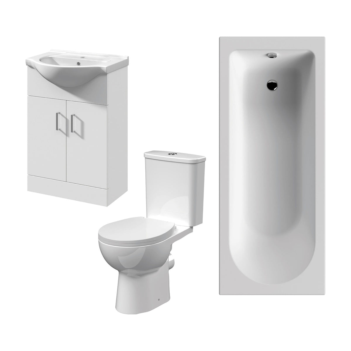 Modern Splash  1700 x 700mm Single Ended Bath With 550mm Vanity Unit, Pan & Cistern