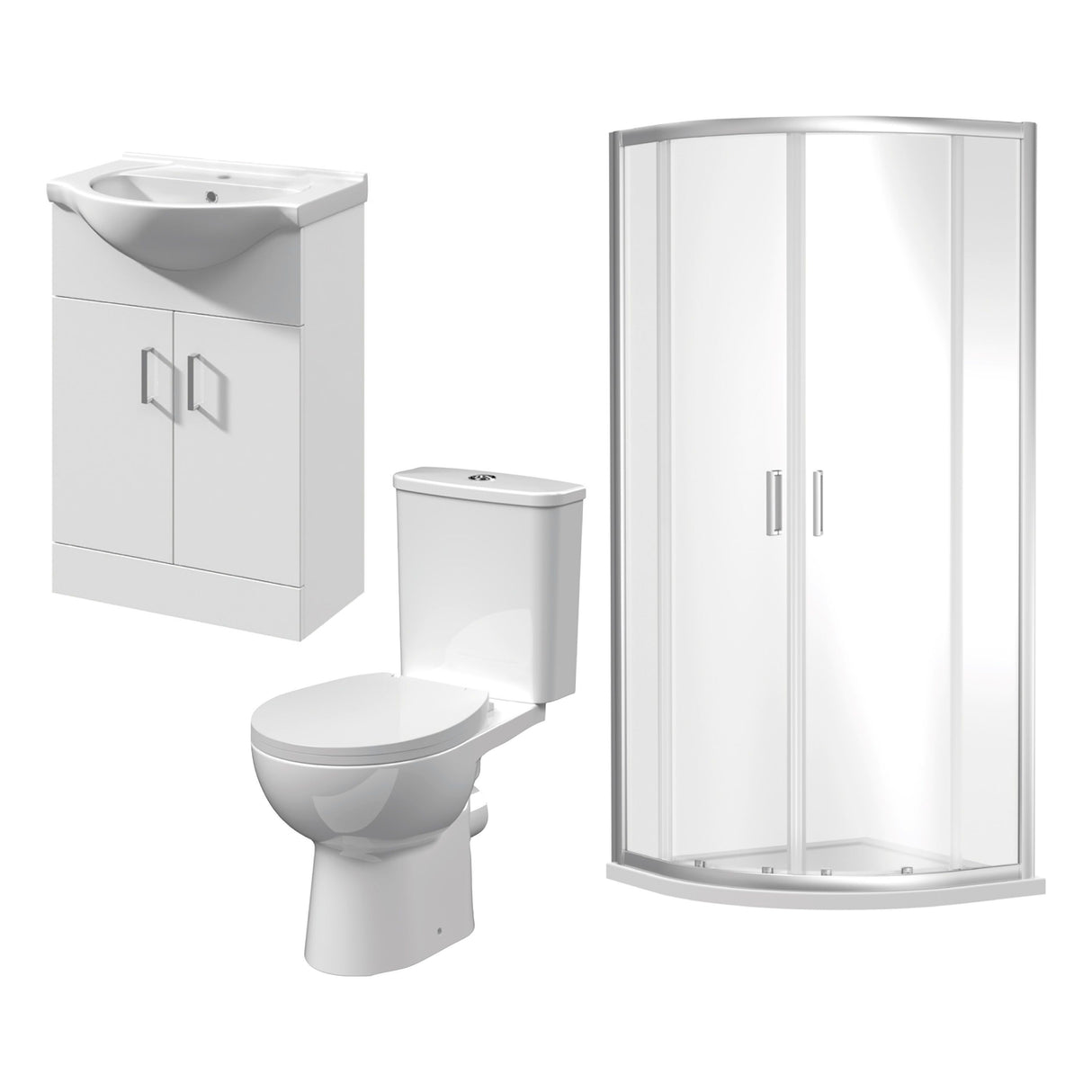 Modern Splash  1900 x 900mm Quadrant Enclosure, Slimline Shower Tray, 550mm Vanity Unit, Pan & Cistern