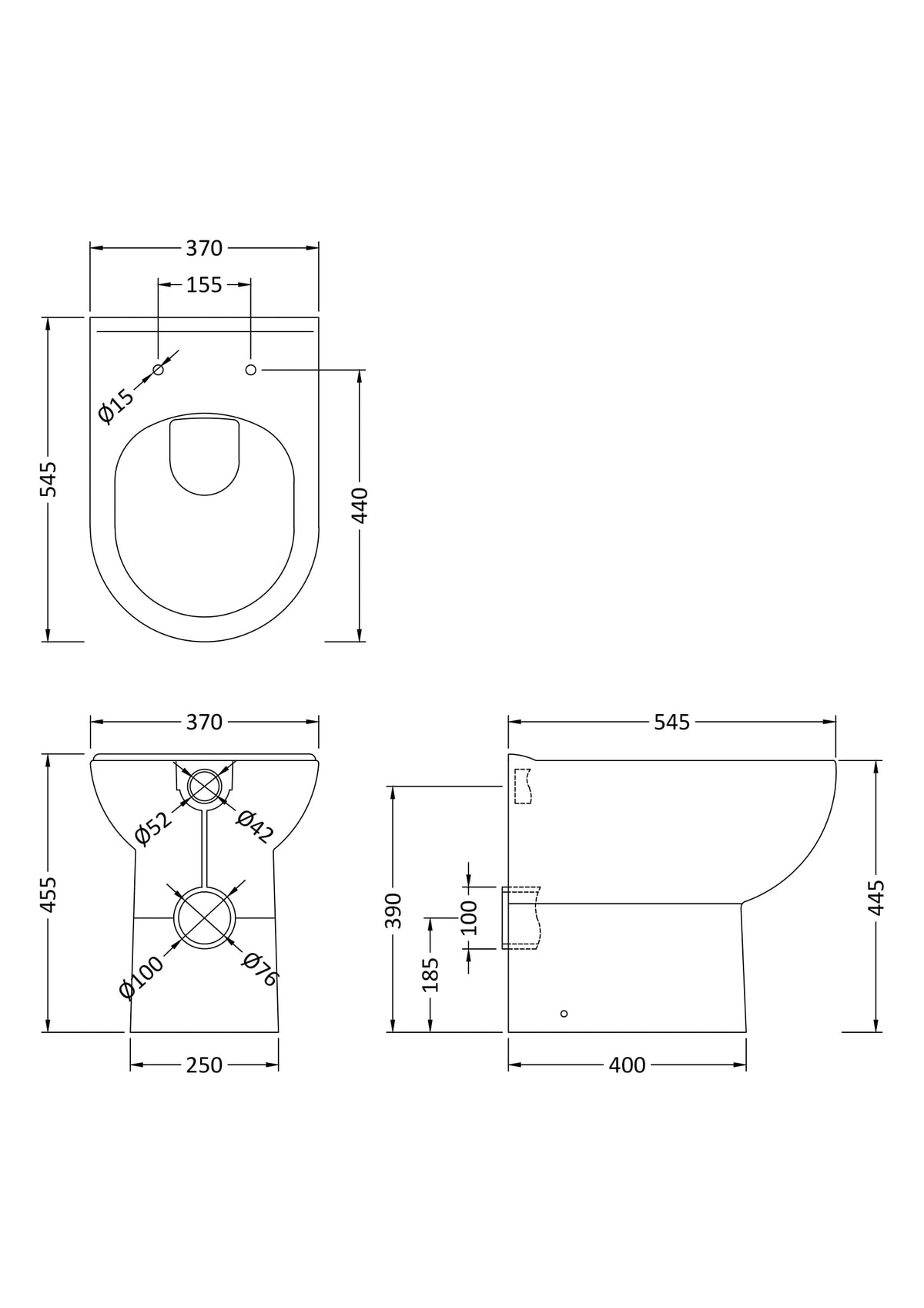 Modern Splash Round Back to Wall Toilet Pan