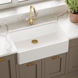 Modern Splash 795mm x 500mm x 220mm Fireclay White Single Bowl Butler Sink With Offset Waste