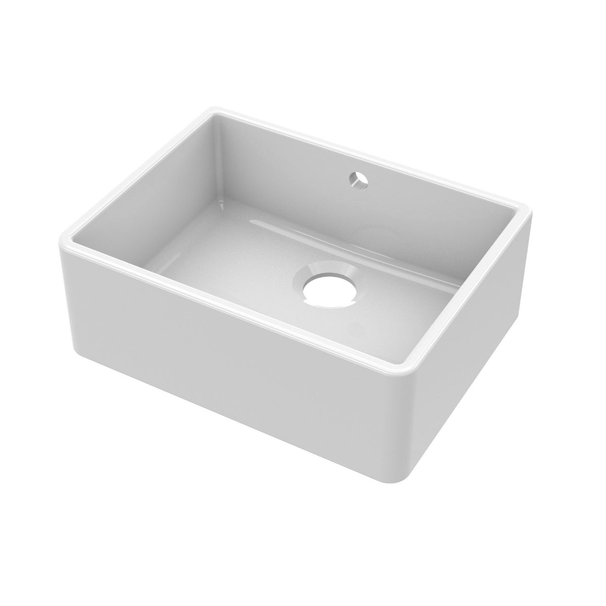 Modern Splash 595mm x 450mm x 220mm Fireclay White Single Bowl Butler Sink With Offset Waste And Overflow
