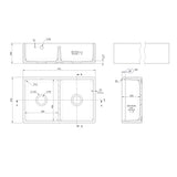 Modern Splash 795mm x 500mm x 220mm Fireclay White Double Bowl Butler Sink With Stepped Weir And Overflow