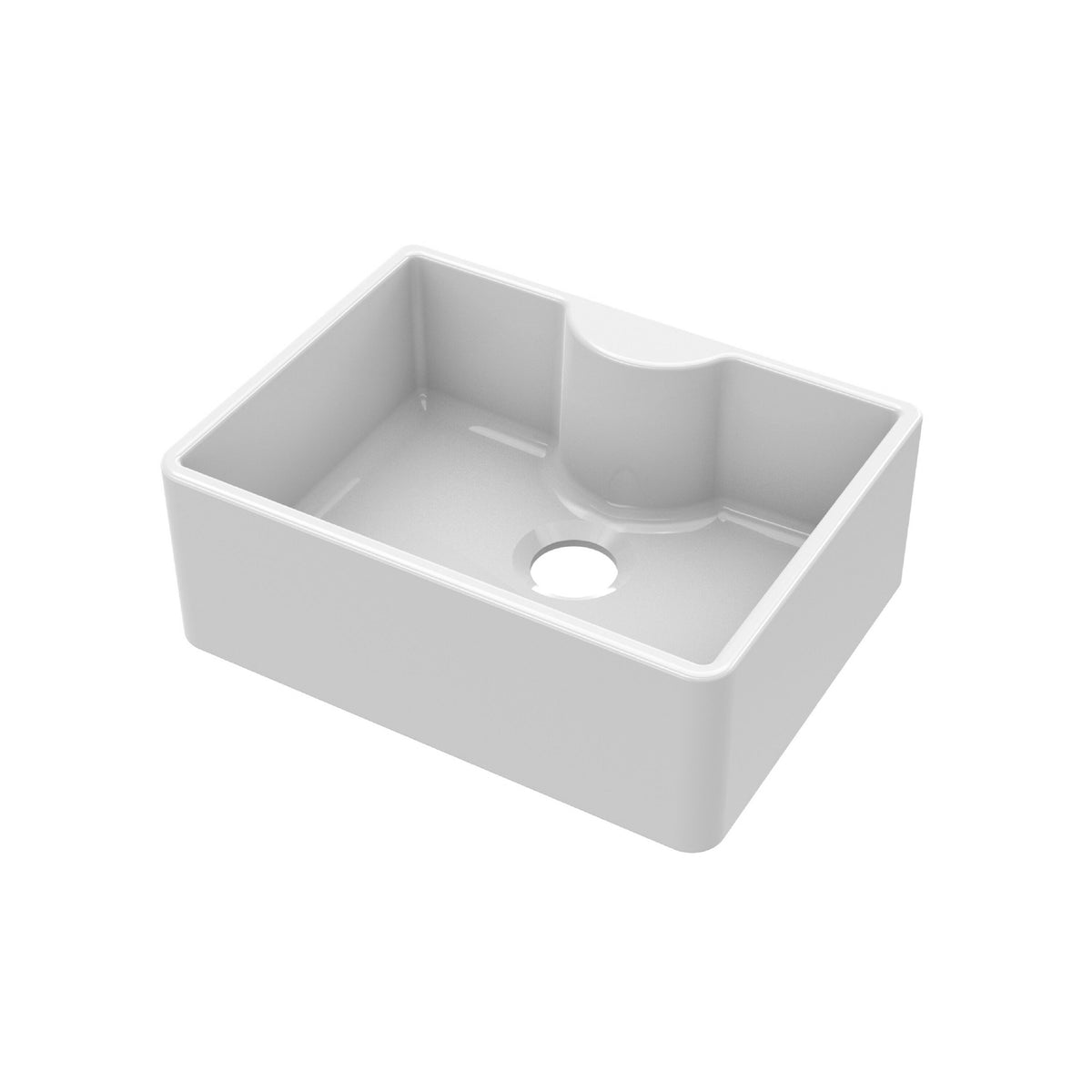 Modern Splash 595mm x 450mm x 220mm Fireclay White Single Bowl Butler Sink With Offset Waste And Tap Ledge