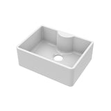 Modern Splash 595mm x 450mm x 220mm Fireclay White Single Bowl Butler Sink With Offset Waste And Tap Ledge
