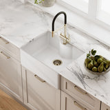 Modern Splash 595mm x 450mm x 220mm Fireclay White Single Bowl Butler Sink With Offset Waste And Tap Ledge